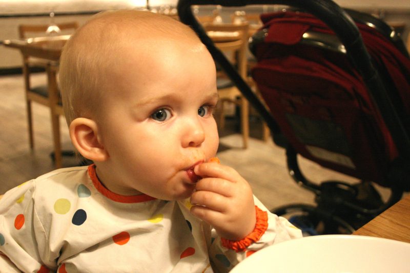 Baby Eating Pasta at Prezzo La Famiglia