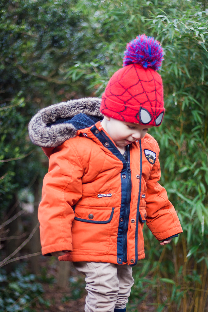 My little cheeky boy wearing his spiderman hat