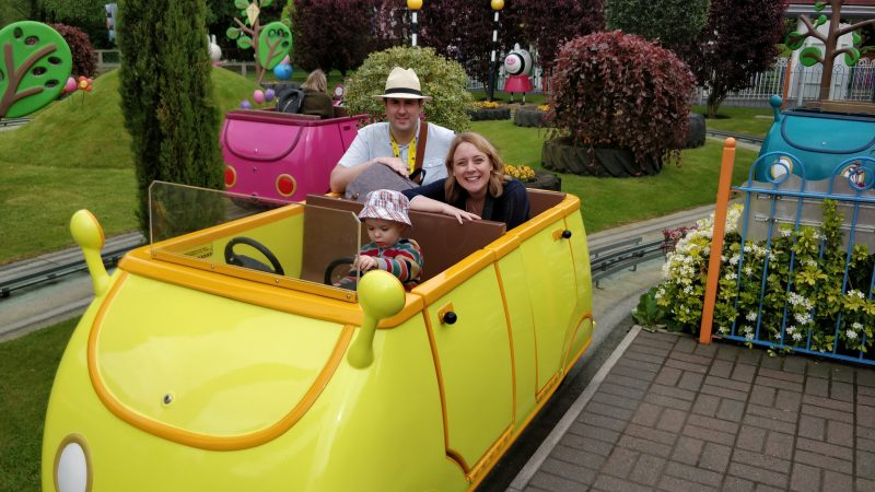 Photo of the three of us in Daddy Pig's car taken by a member of staff at Peppa Pig World