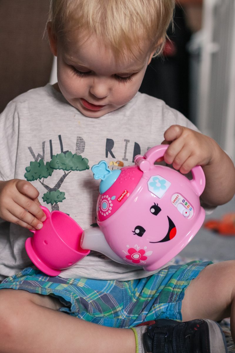 Tipping up the teapot as part of the Sweet Manners tea set