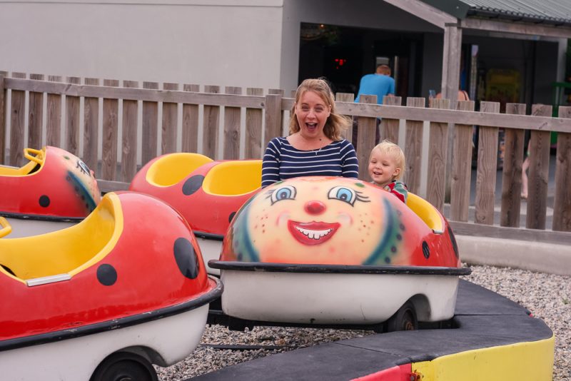 Having a whale of a time on the ladybird ride