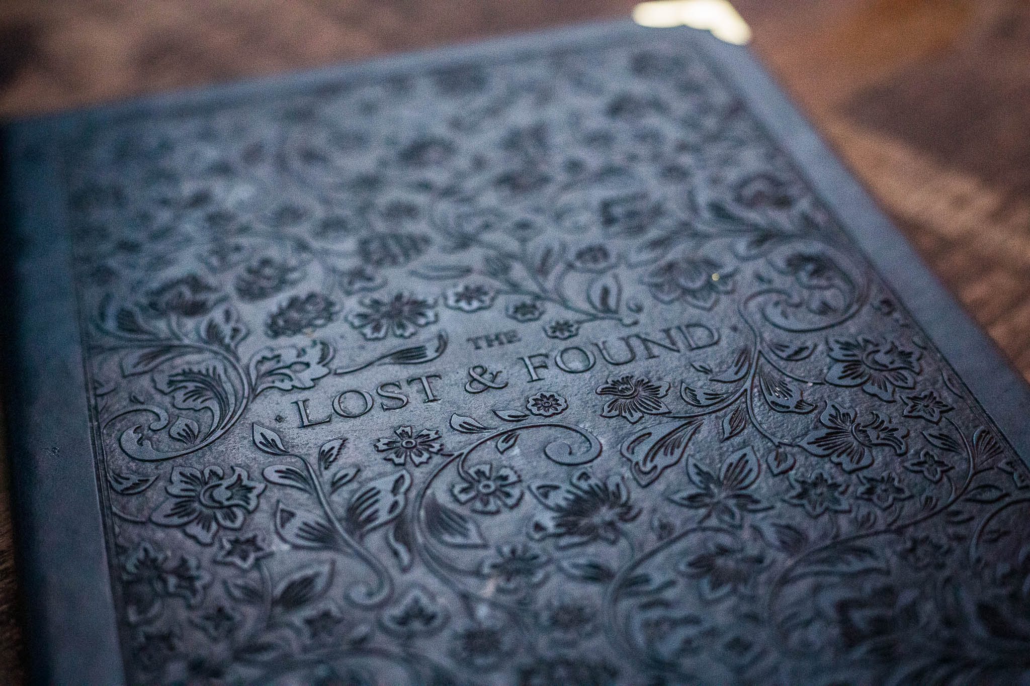 Close up of The Lost and Found drinks menu with focus on THE LOST AND FOUND wording.