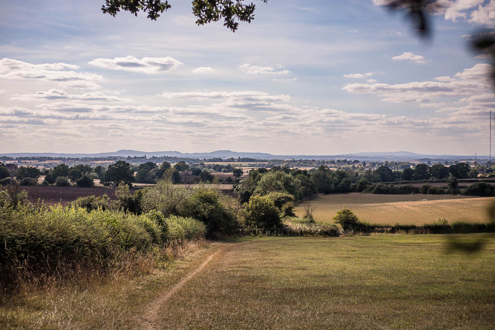 The view of where we'd walked on our family friendly Hanbury circular walk in Worcestershire