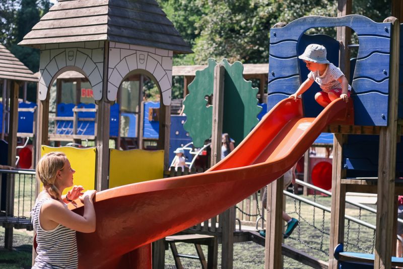 At the top of the spiral slide at Drayton Manor